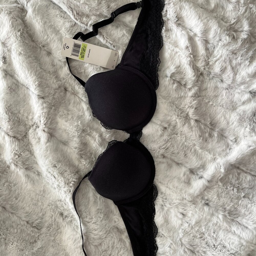 NWT Black DKNY Underwire - T-Shirt Bra - 36B 90% cotton, 10%spandex